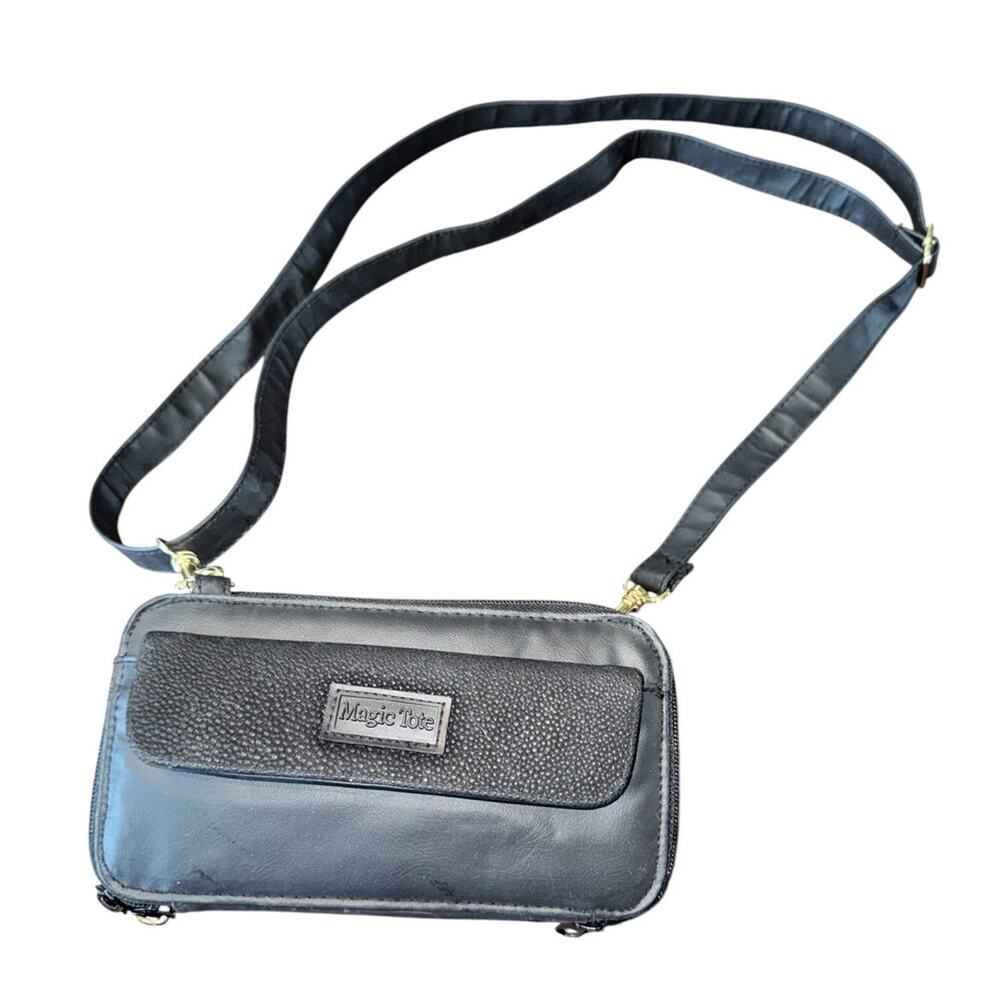 Magic Tote Expandable Crossbody Bag Fold Out Travel Purse Wallet Black Night Out